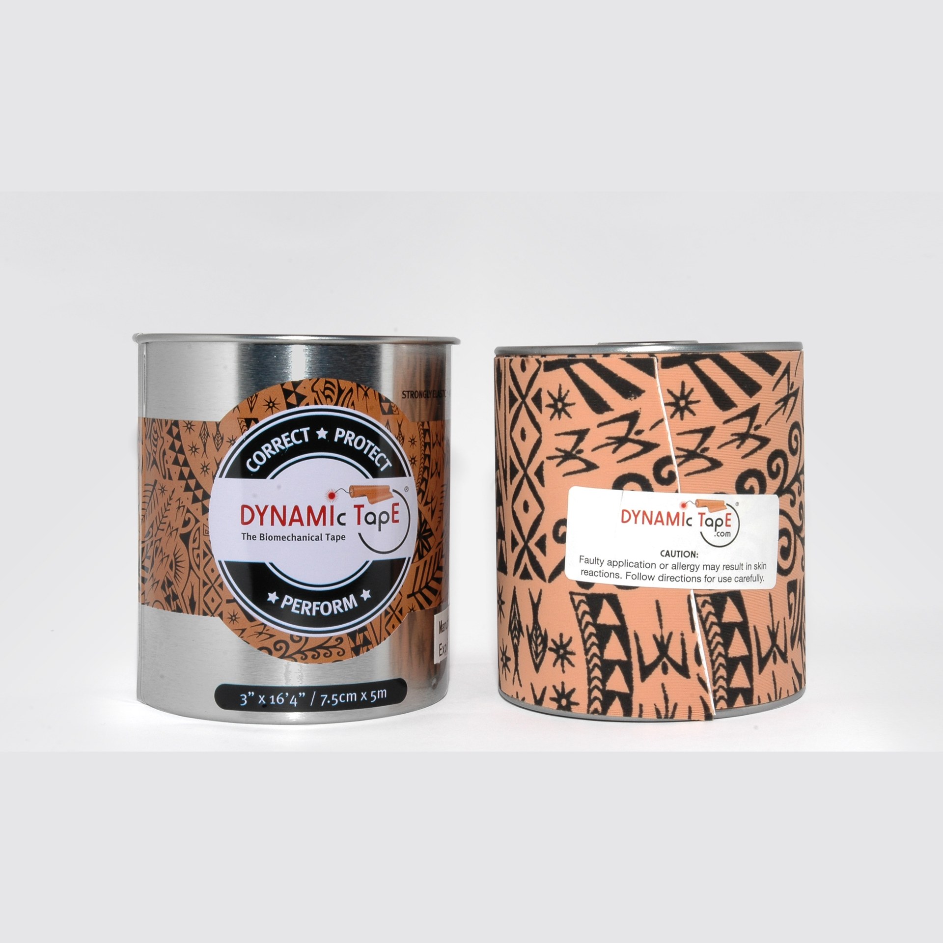 Dose und Rolle Dynamic Tape Standard 7,5 cm nebeneinander