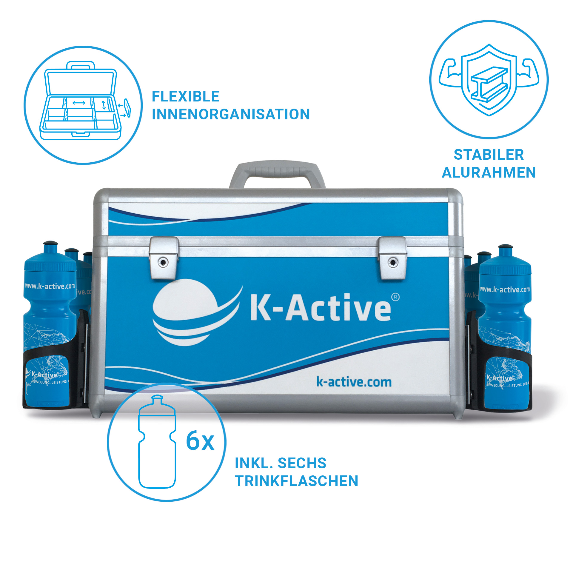 K-Active® Sport case professional incl. 6 drinking bottles