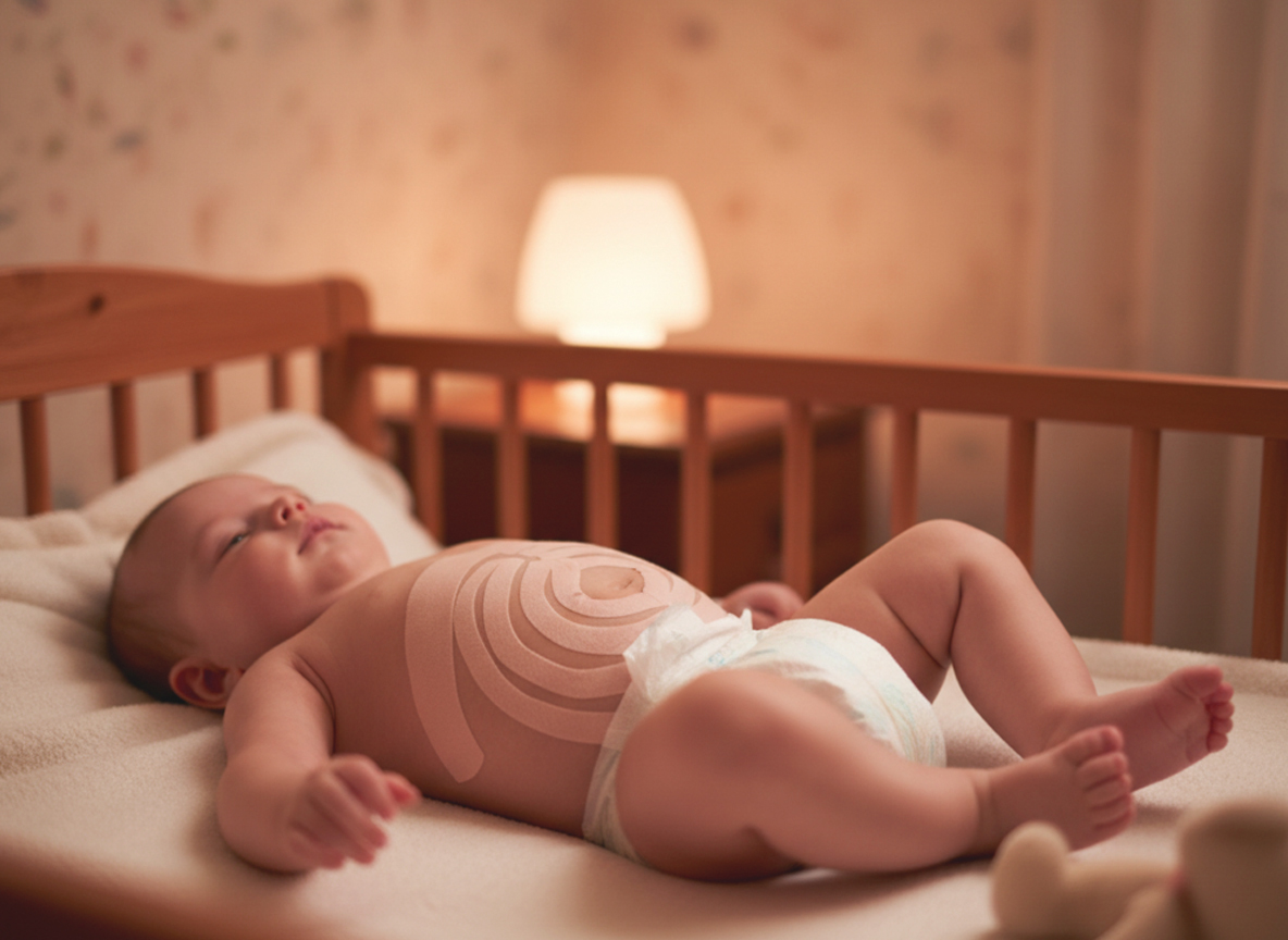 Baby mit Tapeanlage